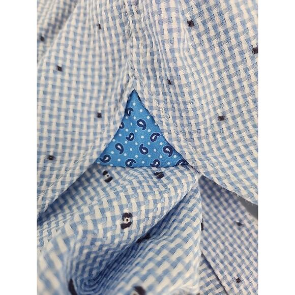 Luchiano Visconti Black Men Blue Geometric Long Sleeve Button Front Shirt Med - Picture 10 of 10